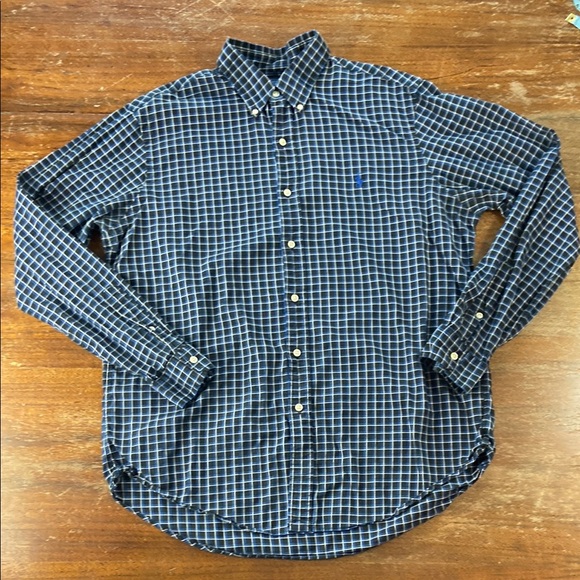Mens Ralph Lauren Label Blue White Black plaid Dress Shirt Large L Long Sleeve - Picture 2 of 10